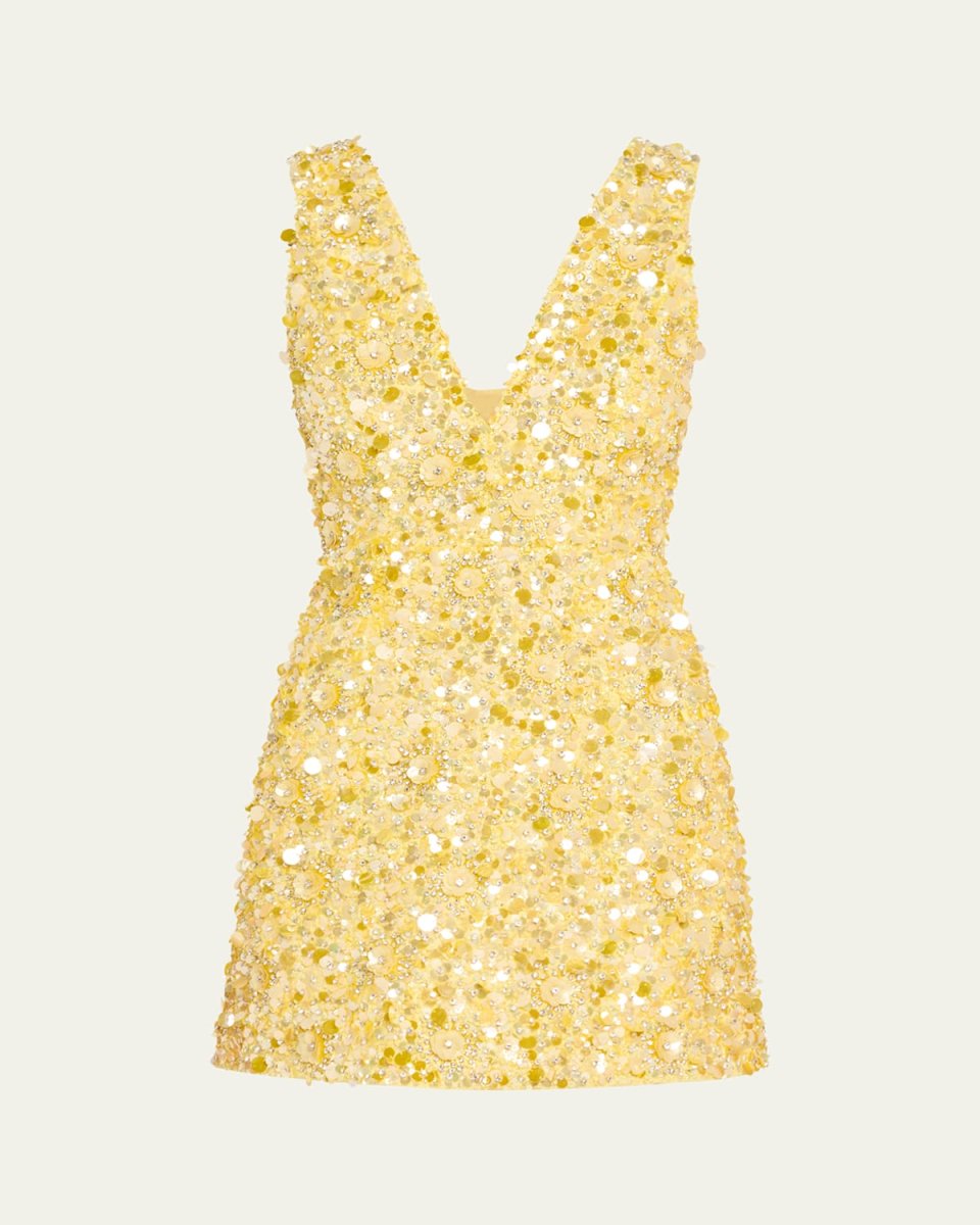 Tatum Embellished Deep V Lantern Skirt Mini Gown